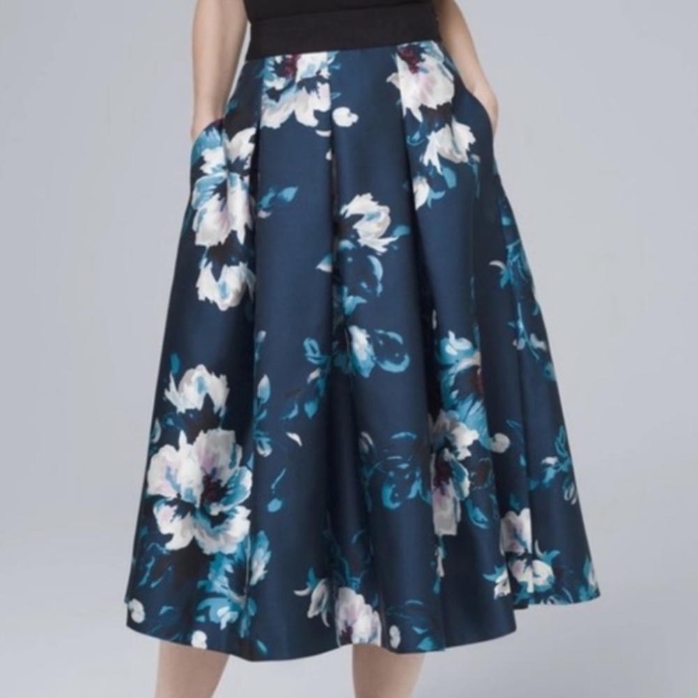 WHBM Floral-Print Full Midi Skirt